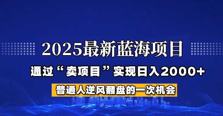 2025年蓝海项目，如何通过“网创项目”日入2000+-秒懂