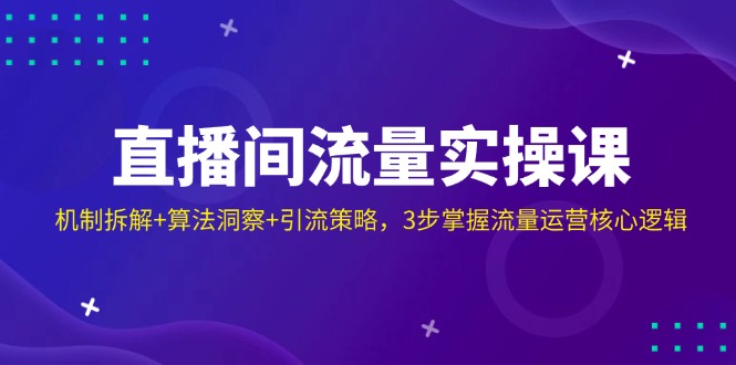 直播间流量实操课：机制拆解+算法洞察+引流策略，3步掌握流量运营核心逻辑-秒懂