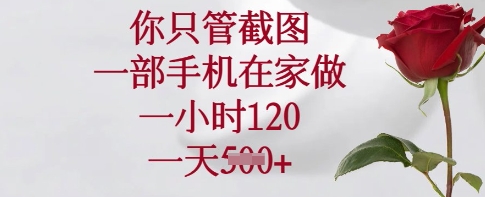 你只管截图，一部手机在家做，一小时120.一天5张【揭秘】-秒懂