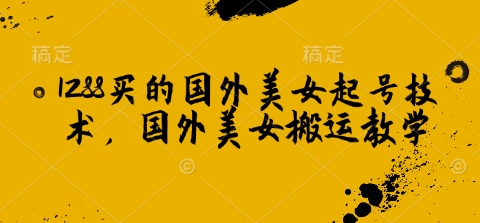 1288买的国外美女起号技术，国外美女搬运教学-秒懂