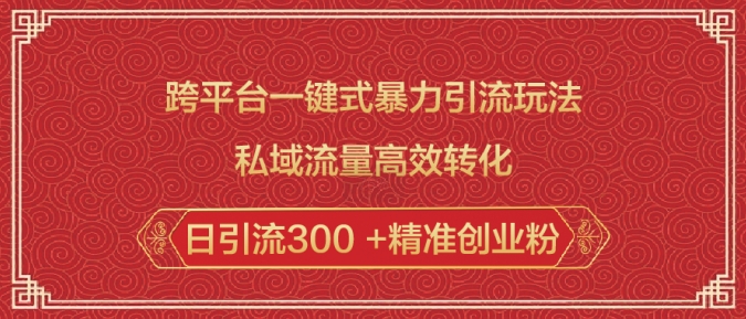 跨平台一键式暴力引流玩法，私域流量高效转化日引流300 +精准创业粉-秒懂