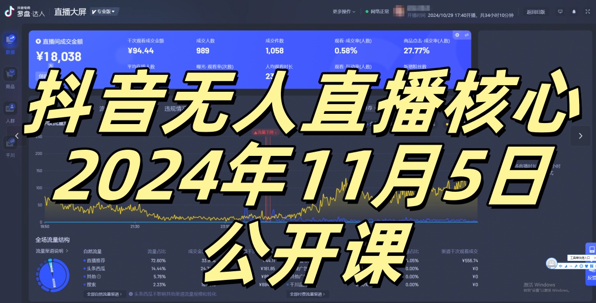 抖音无人直播核心公开课，咸鱼翻身小白可做带有睡后收入月入过万太简单【揭秘】-秒懂