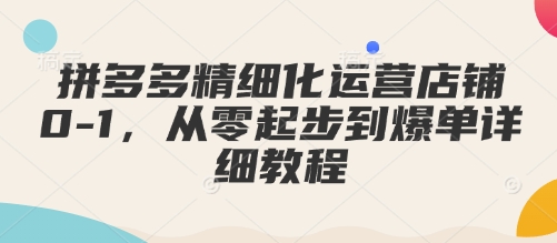 拼多多精细化运营店铺0-1，从零起步到爆单详细教程-秒懂
