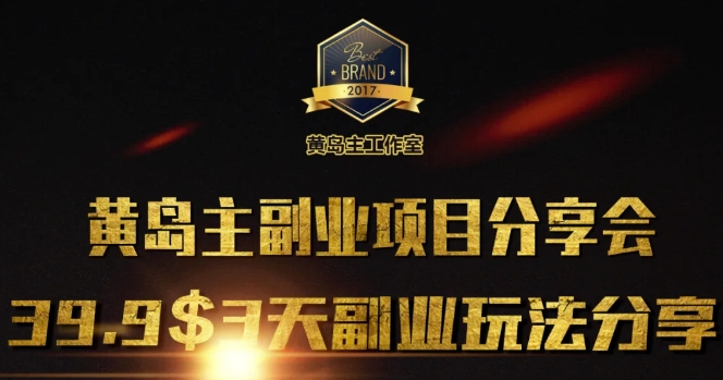 黄岛主副业分享会1期：3天3个副业玩法，速度上车-秒懂
