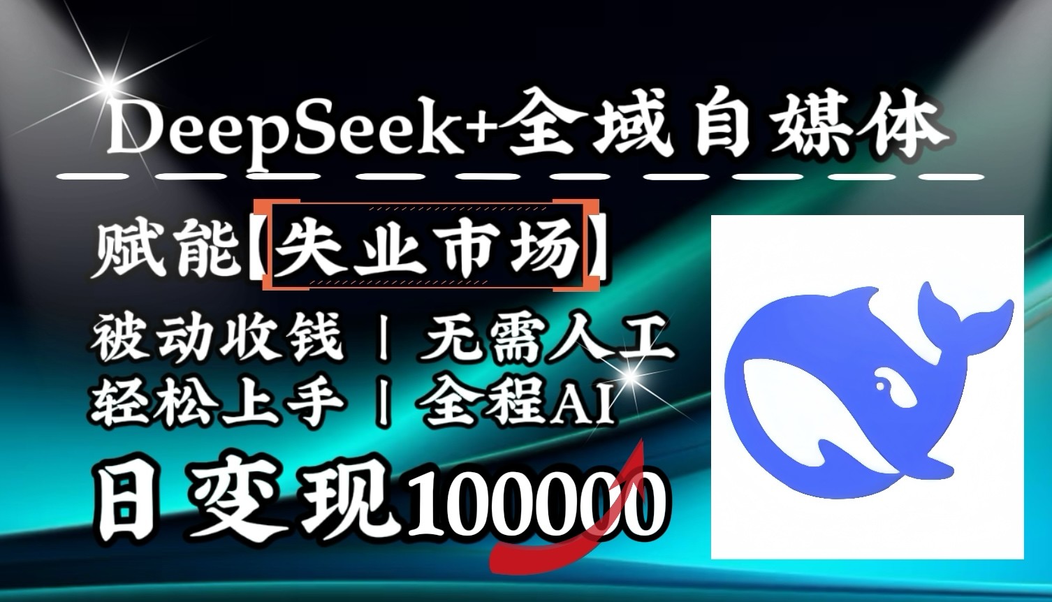 降维打击，DeepSeek+失业市场，全自动操作，结合人人刚需，单月利润轻松破100000＋-秒懂