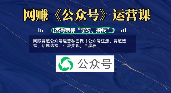 网创赛道公众号运营私密课【公众号注册、赛道选择、话题选择、引流变现】全流程-秒懂