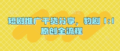 短剧推广干货分享，豹剧 1:1原创全流程-秒懂