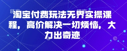 淘宝付费玩法无界实操课程，高价解决一切烦恼，大力出奇迹-秒懂