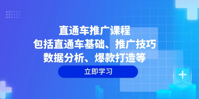 直通车推广课程：包括直通车基础、推广技巧、数据分析、爆款打造等-秒懂