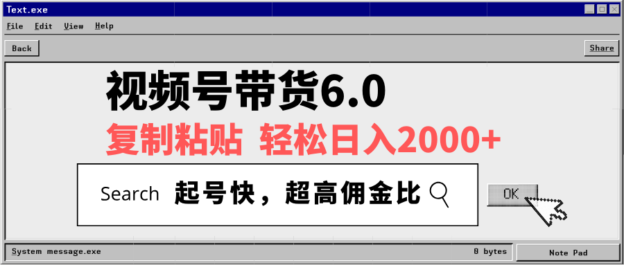 视频号带货6.0，轻松日入2000+，起号快，复制粘贴即可，超高佣金比-秒懂
