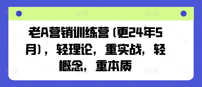 老A营销训练营(更25年1月)，轻理论，重实战，轻概念，重本质-秒懂