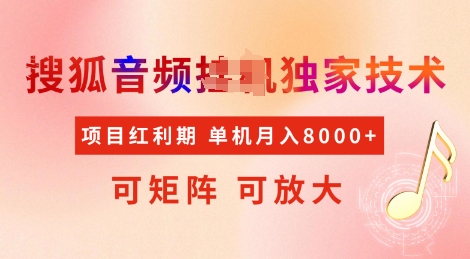 全网首发搜狐音频挂JI独家技术，项目红利期，可矩阵可放大，稳定月入8k【揭秘】-秒懂
