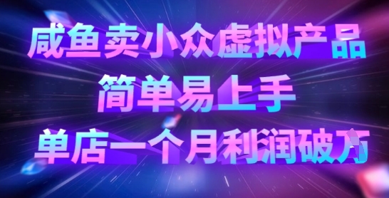 咸鱼卖小众虚拟产品，简单易上手，单店一个月利润破W-秒懂