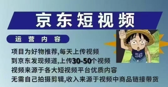 京东短视频带货课，无需自己拍摄剪辑，保姆式教学，两天快速上手-秒懂