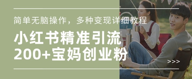 小红书混剪日引200+宝妈创业粉，简单无脑操作，多种变现详细教程-秒懂