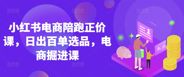 小红书电商陪跑正价课，小红书官方认证电商讲师教学，日出百单选品，电商掘进课-秒懂