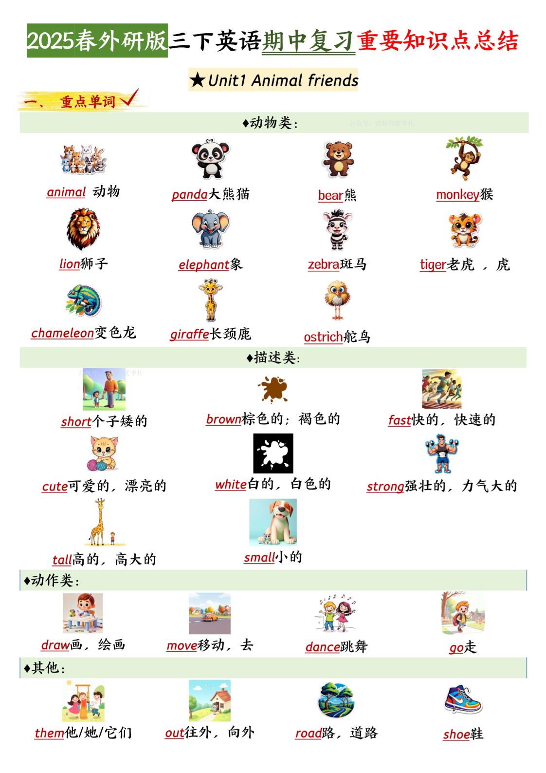 三下英语外研期中知识清单2-秒懂