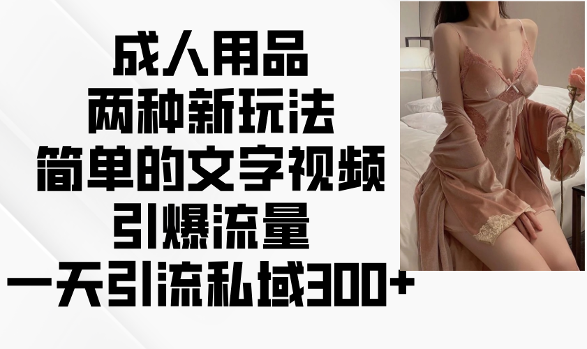 成人用品两种新玩法，简单的文字视频引爆流量，一天引流私域300+-秒懂