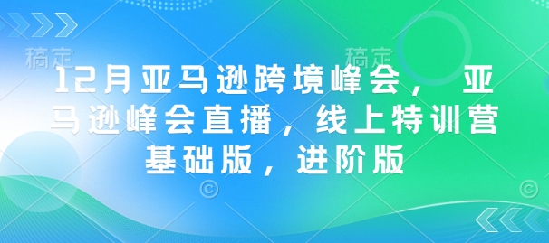 12月亚马逊跨境峰会， 亚马逊峰会直播，线上特训营基础版，进阶版-秒懂
