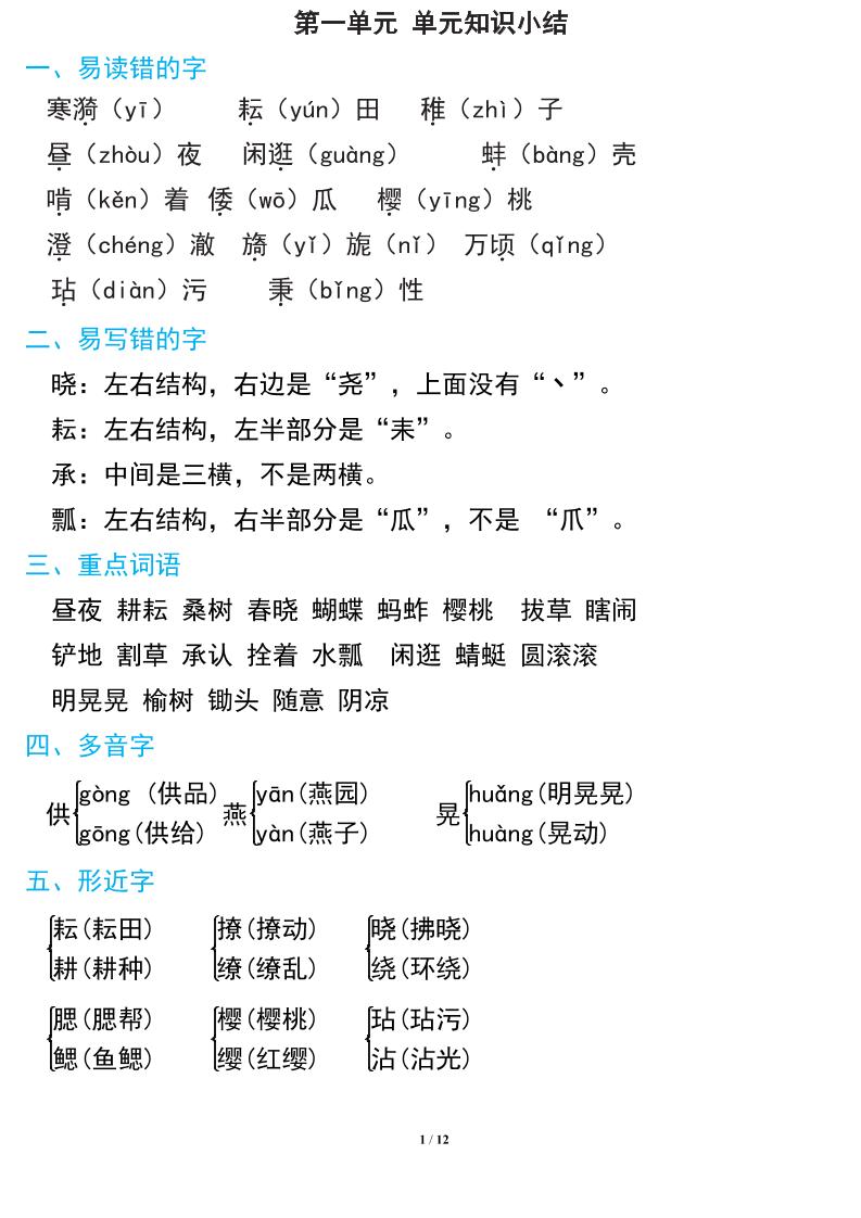 语文五年级下册期中复习知识要点-秒懂