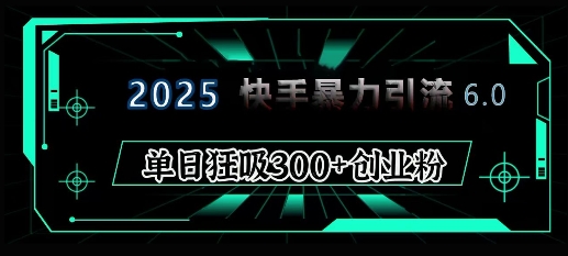 2025年快手6.0保姆级教程震撼来袭，单日狂吸300+精准创业粉-秒懂