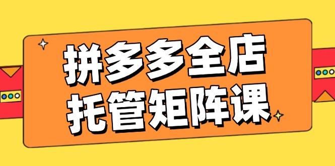 拼多多全店托管矩阵课，盈利动销玩法，高效计划设置，提升店铺效益-秒懂