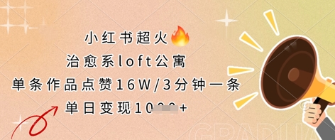小红书超火的治愈系loft公寓，单条作品点赞16W，3分钟一条，单日变现数张-秒懂