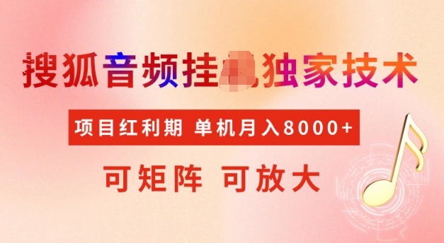 首发搜狐音频挂JI，项目红利期，可矩阵可放大，稳定月入5k【揭秘】-秒懂