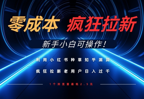 利用小红书种草知乎漏洞，零成本疯狂拉新日入数张，新手小白可操作-秒懂