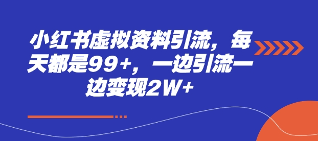 小红书虚拟资料引流，每天都是99+，一边引流一边变现2W+-秒懂