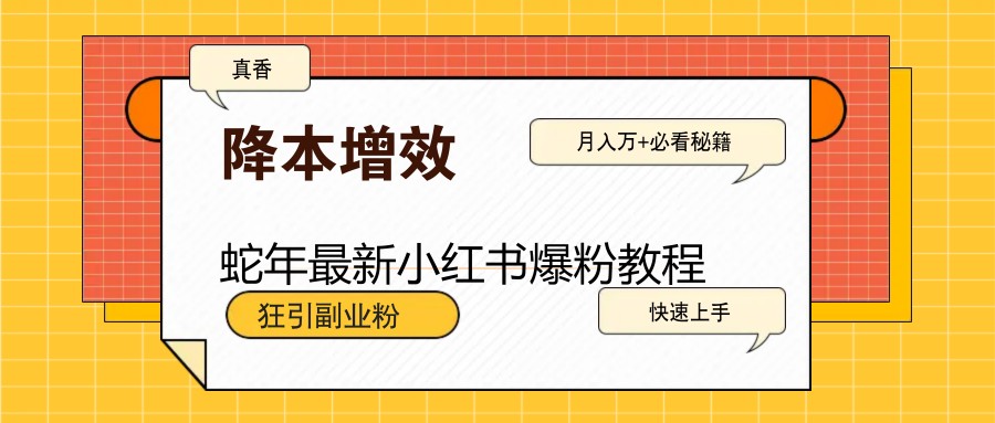 蛇年最新小红书爆粉教程，狂引副业粉，月入万+必看-秒懂