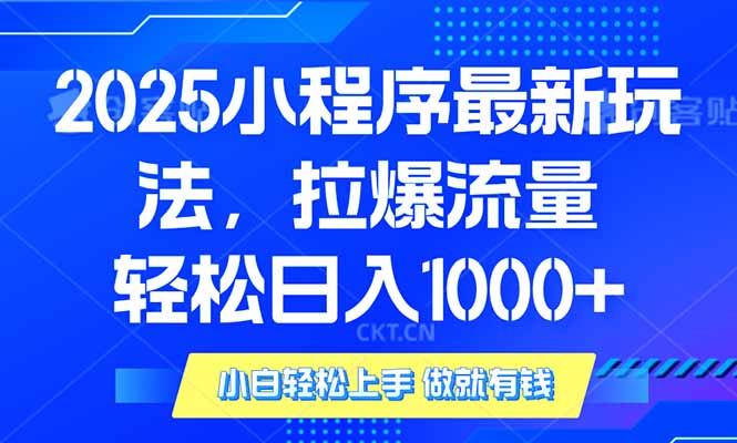 2025年小程序最新玩法，流量直接拉爆，单日稳定变现1000+-秒懂