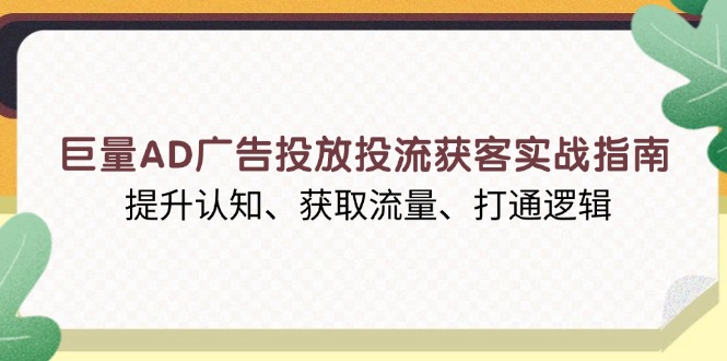 巨量AD广告投放投流获客实战指南，提升认知、获取流量、打通逻辑-秒懂