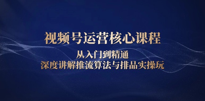 视频号运营核心课程，从入门到精通，深度讲解推流算法与排品实操玩-秒懂