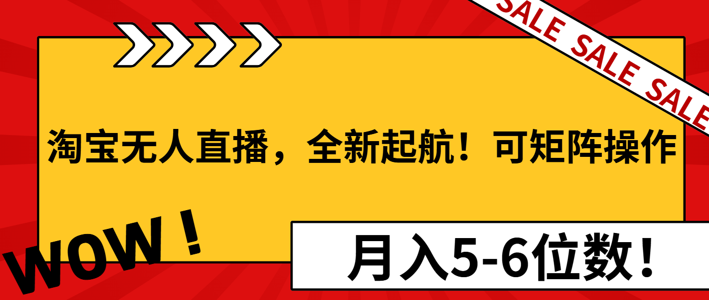 淘宝无人直播，全新起航！可矩阵操作，月入5-6位数！-秒懂