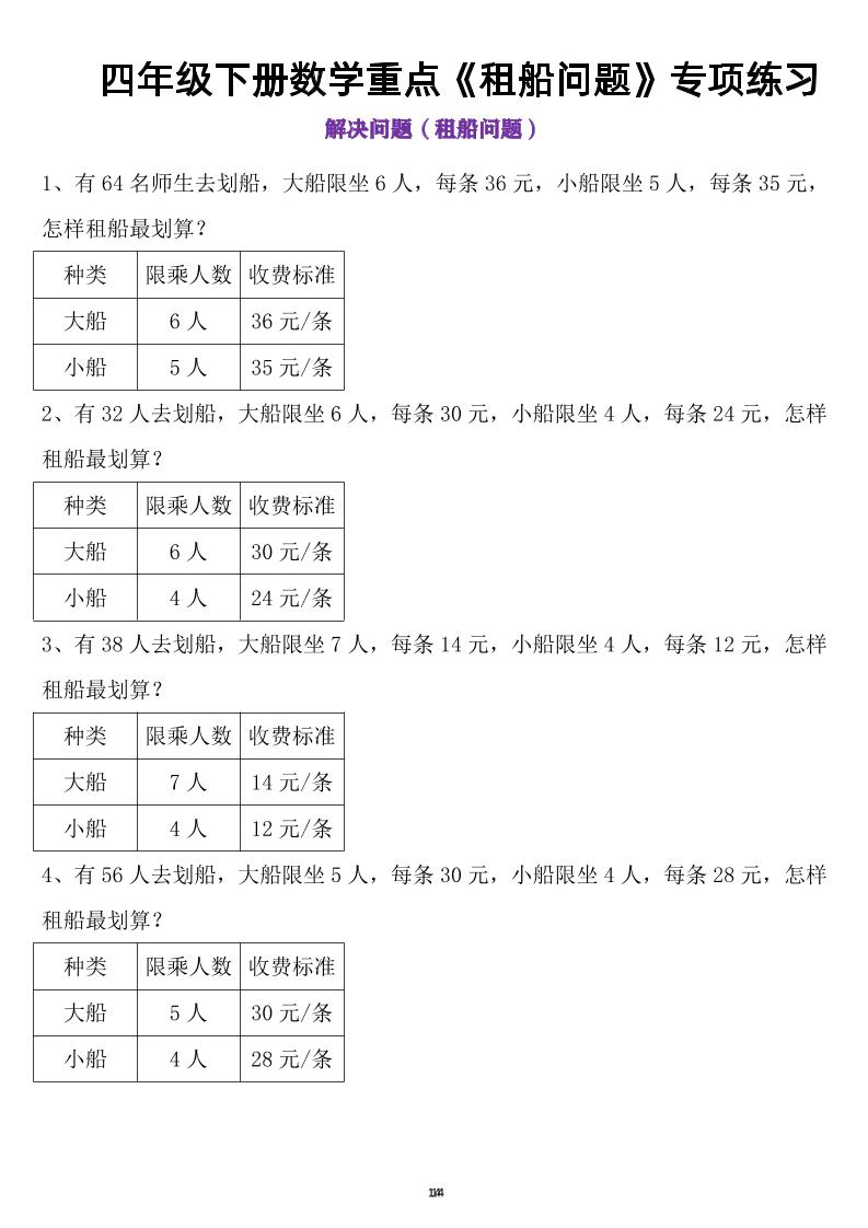 四年级下数学租船问题-秒懂
