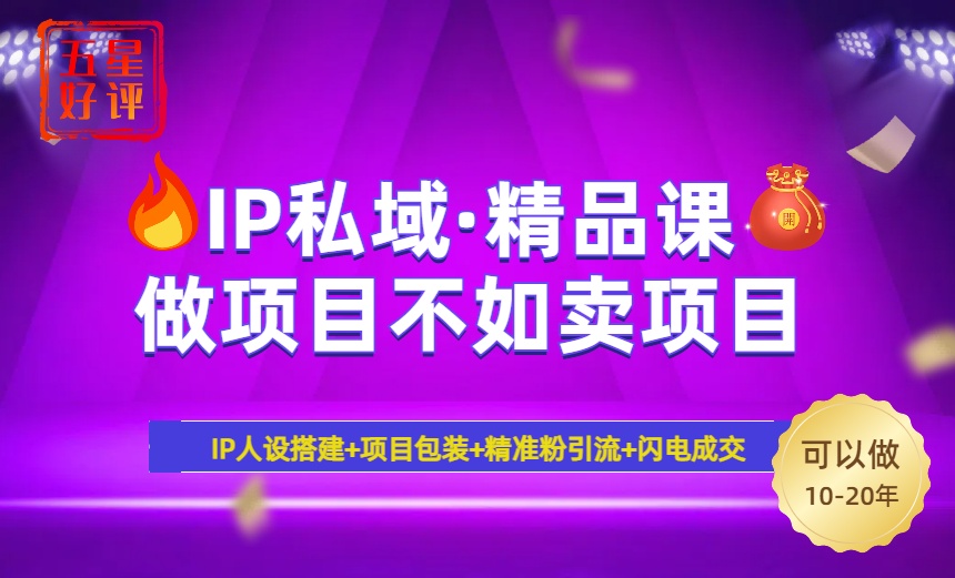 2025年“IP私域·密训精品课”，日赚3000+小白避坑年赚百万，暴力引流…-秒懂