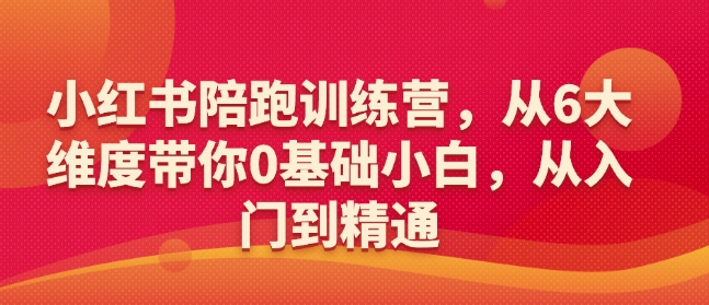 小红书陪跑训练营，从6大维度带你0基础小白，从入门到精通-秒懂