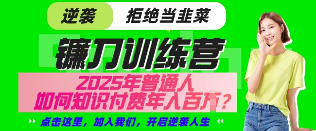 【网创项目终点站-镰刀训练营超级IP合伙人】25年普通人如何通过知识付费实现逆袭【揭秘】-秒懂