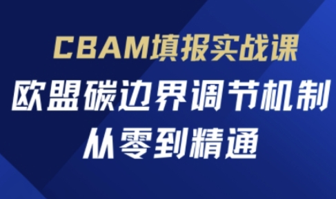CBAM填报实战课，欧盟碳边界调节机制，从零到精通-秒懂